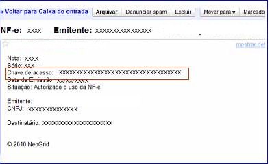 Exemplo de Chave de acesso